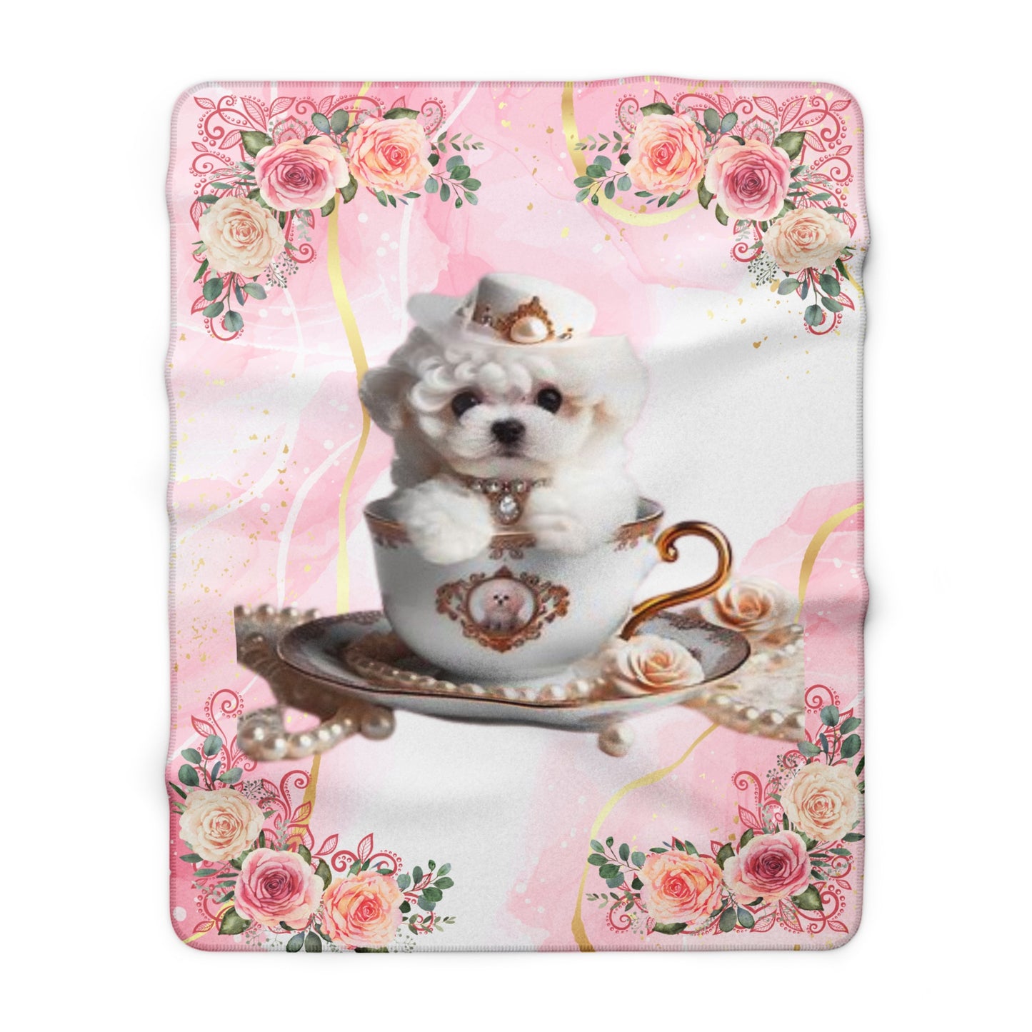 Teacup Bichon Frise Sherpa Fleece Blanket