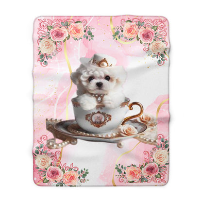 Teacup Bichon Frise Sherpa Fleece Blanket