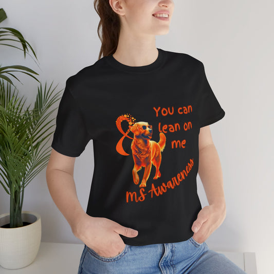 MS Awareness Golden Retriever lean on me Unisex Jersey Short Sleeve Tee