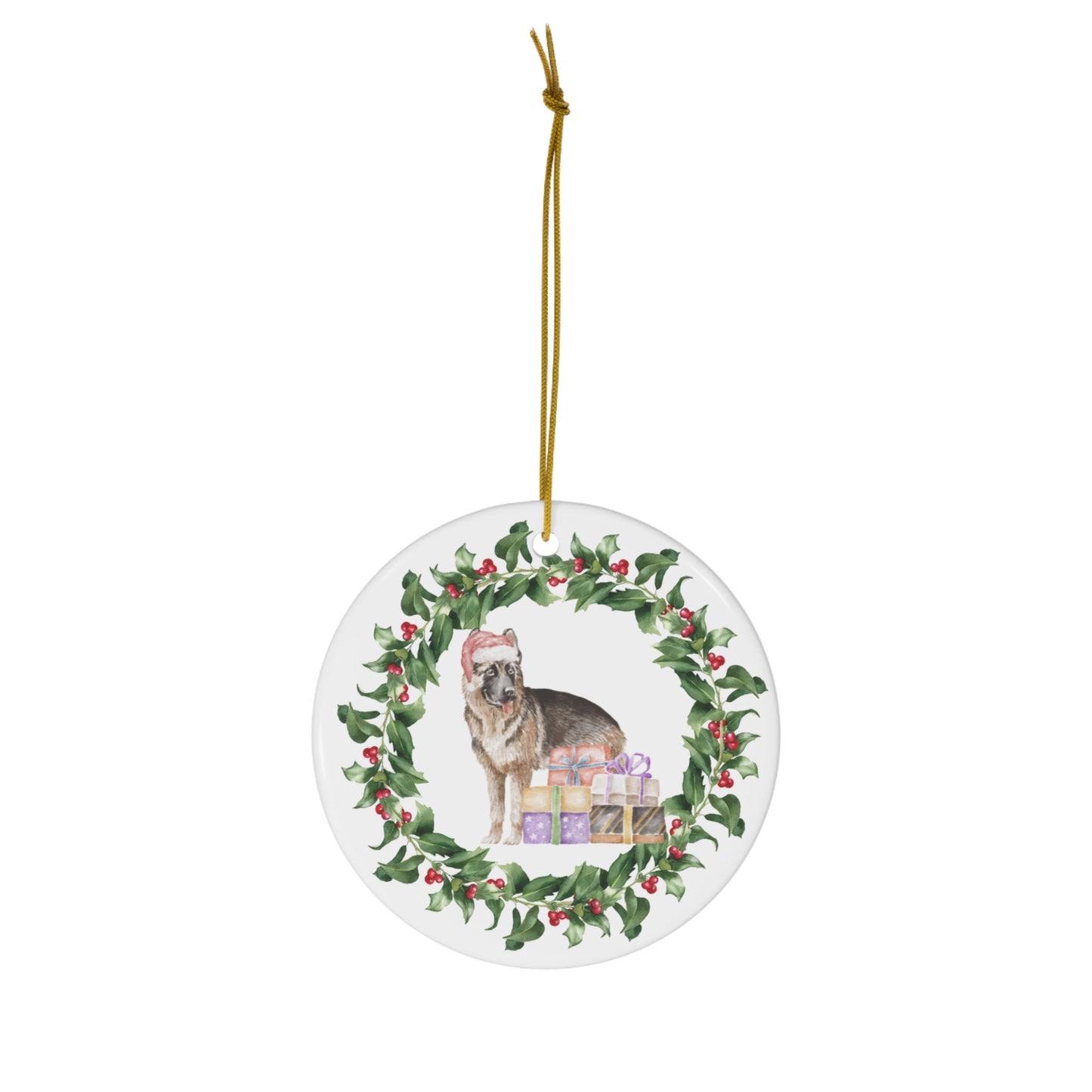 German Sheperd Christmas Ornament Ceramic Round Ornament Christmas decor