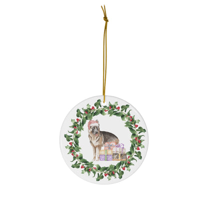 German Sheperd Christmas Ornament Ceramic Round Ornament Christmas decor