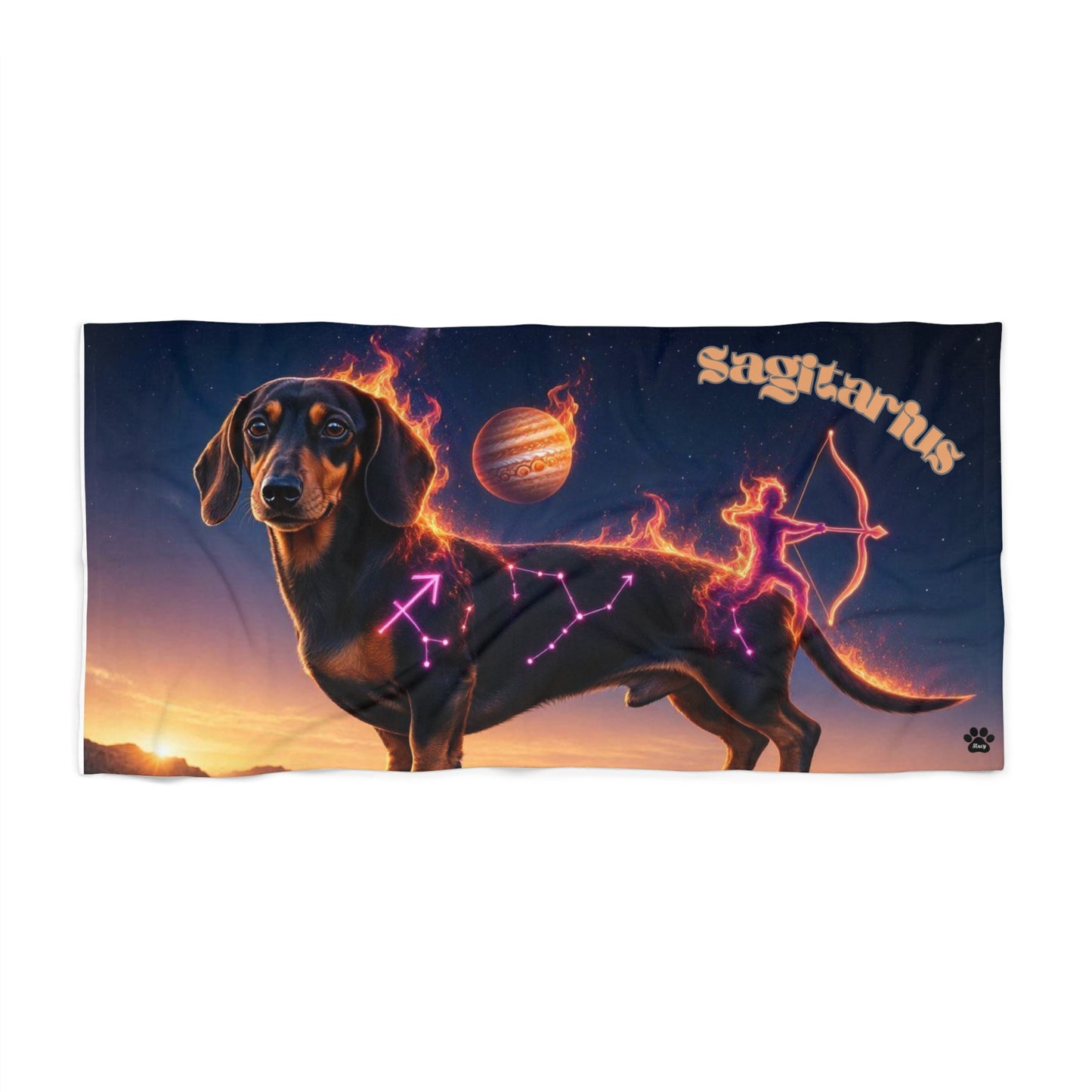 Sagittarius Dachshund Celestial Beach Towel