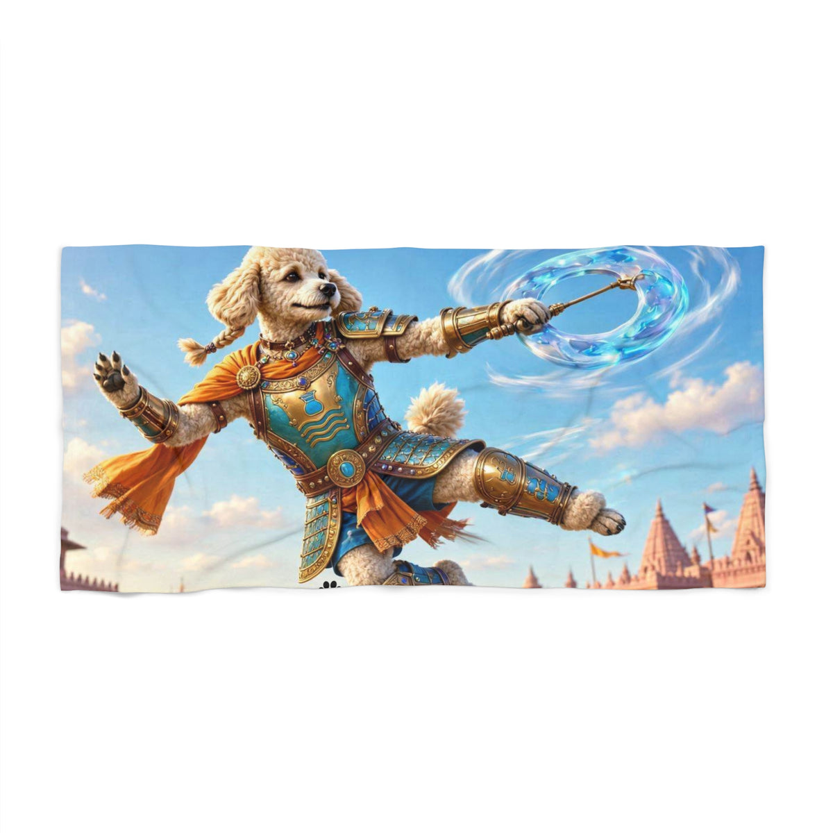 Aquarius Poodle Warrior Beach Towel
