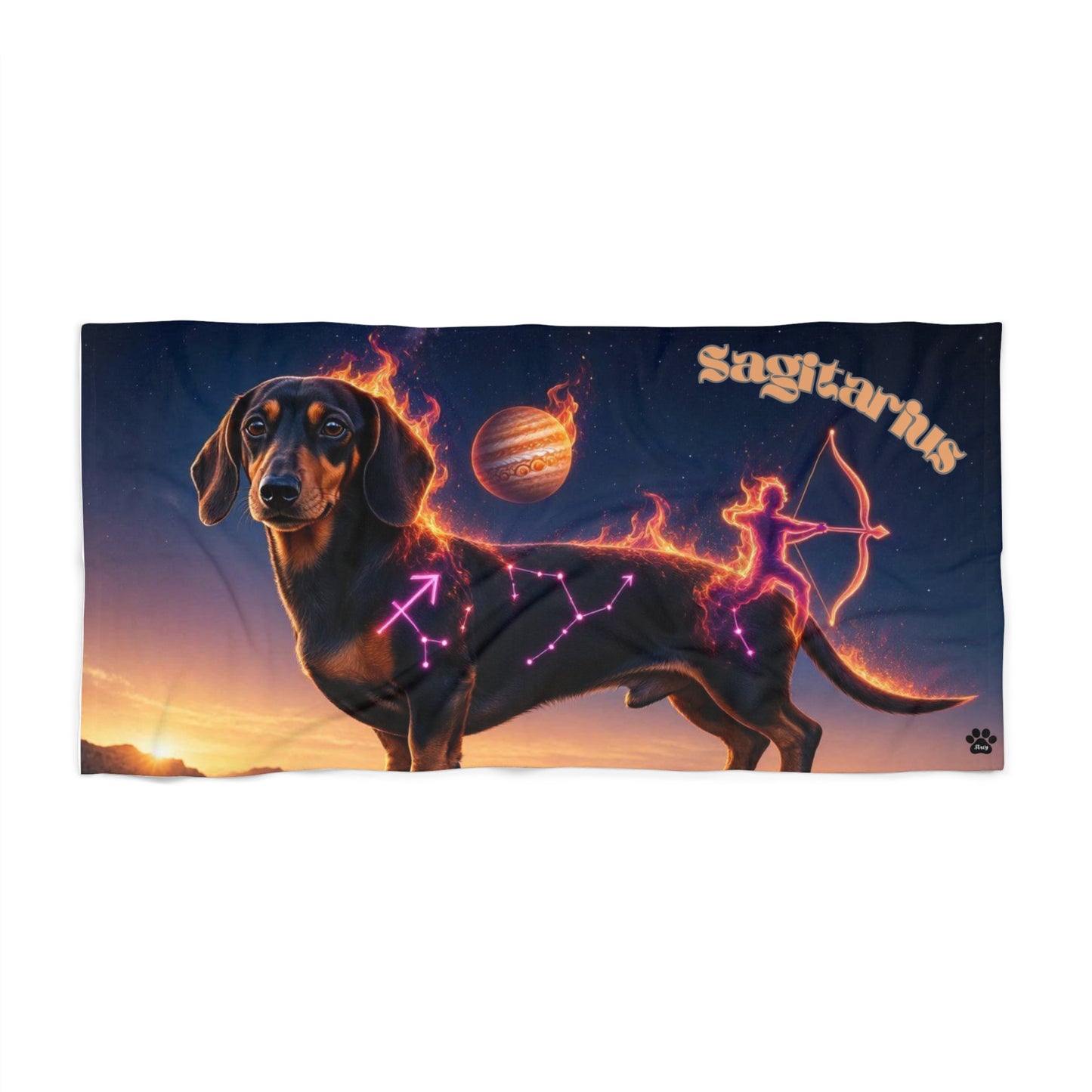 Sagittarius Dachshund Celestial Beach Towel