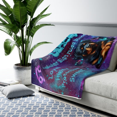 Celestial Zociac Cancer as Rottweiler Sherpa Fleece Blanket - Dog Breed Zodiac