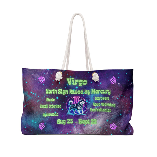 Celestial Zodiac Virgo as Siberian Huskey Weekender Bag - Dog Breed Zodiac