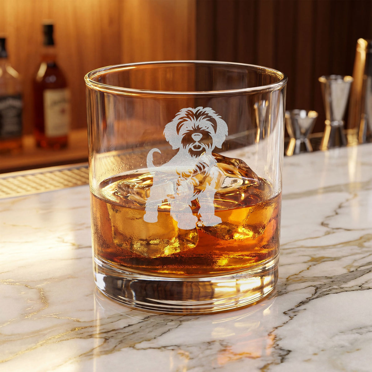 Doodle Engraved Whiskey Glass