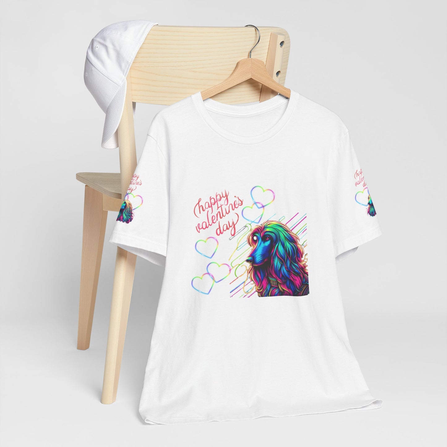 Afghan Hound Neon Hearts Valentine Tee
