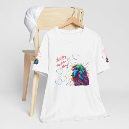 Afghan Hound Neon Hearts Valentine Tee