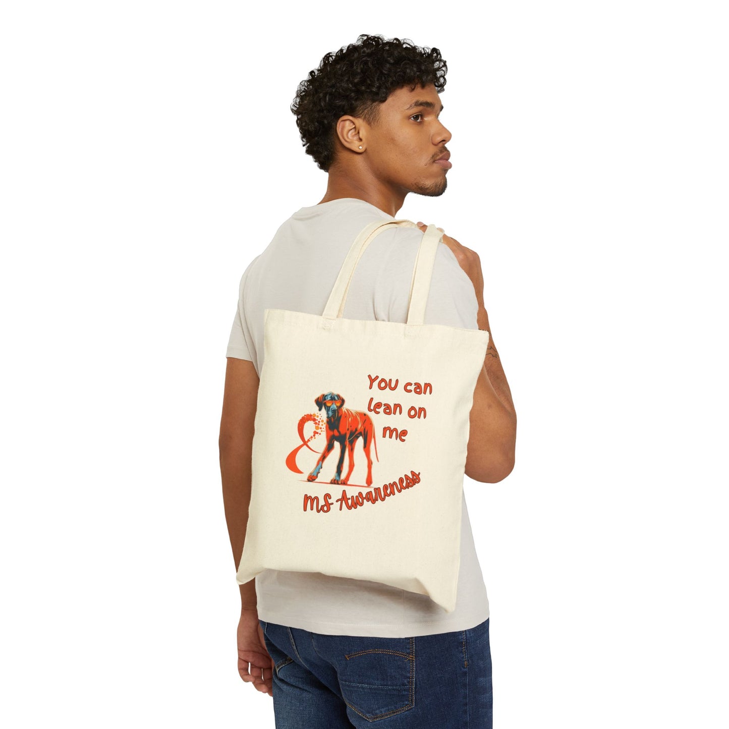 MS Awareness Great Dane lean on me Cotton Canvas Tote Bag