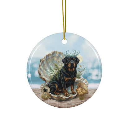 Cancer Zodiac Rottweiler Elements Text-Free Premium Ceramic Ornament