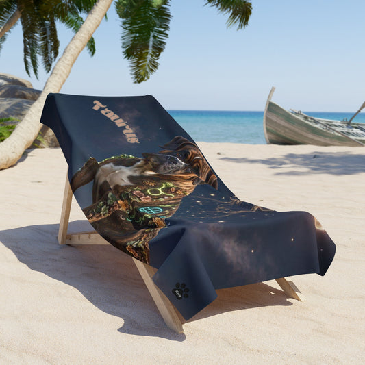 Taurus Boxer Celestial Beach Towel