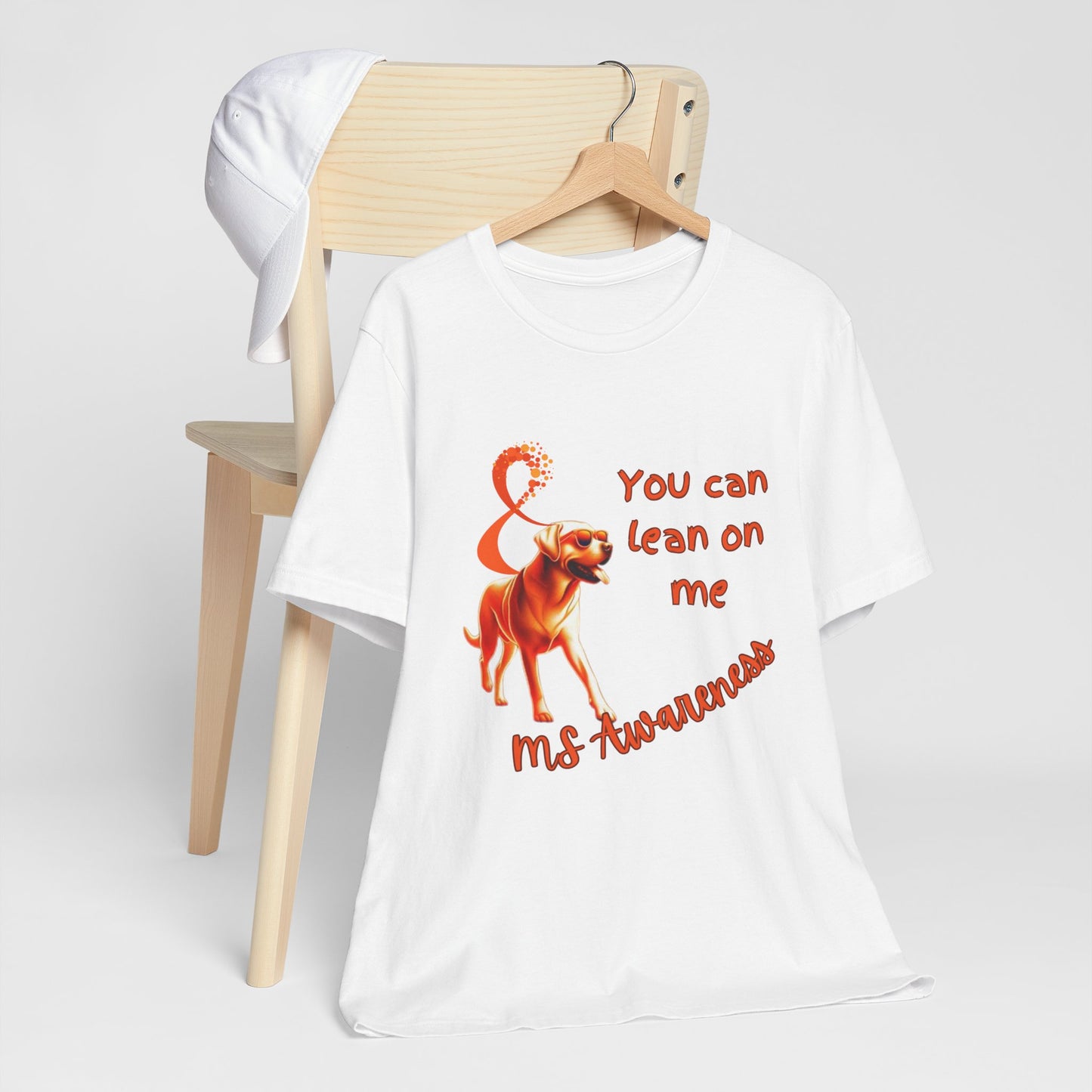 Labrador Retriever MS Awareness T-Shirt – "Lean on Me" Orange Ribbon Tee