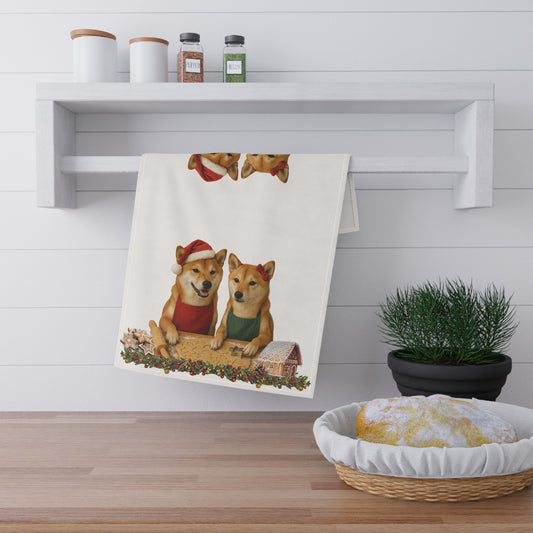 Shiba Inu Christmas Cookie Baker Tea Towels for Holiday Cheer