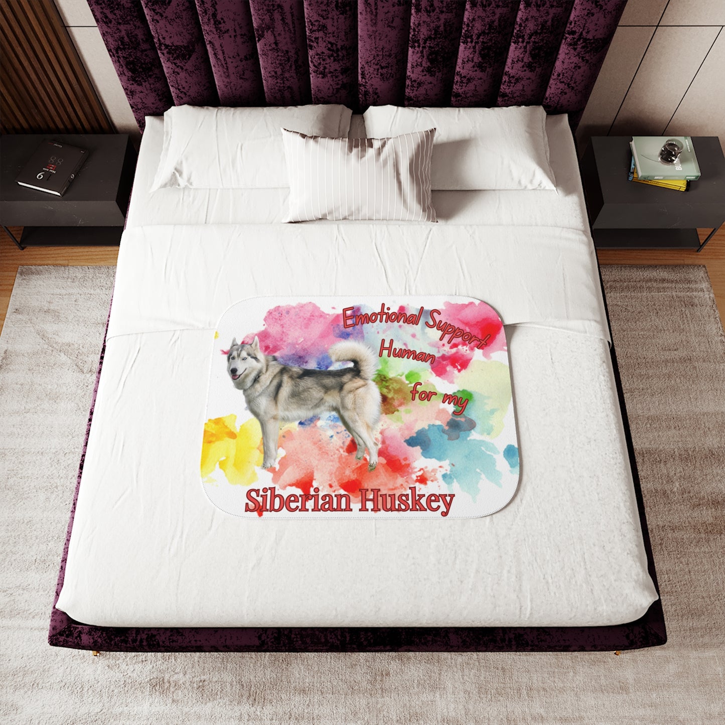 Siberian Husky Emotional Support Sherpa Blanket - Cozy Comfort in Two Colors