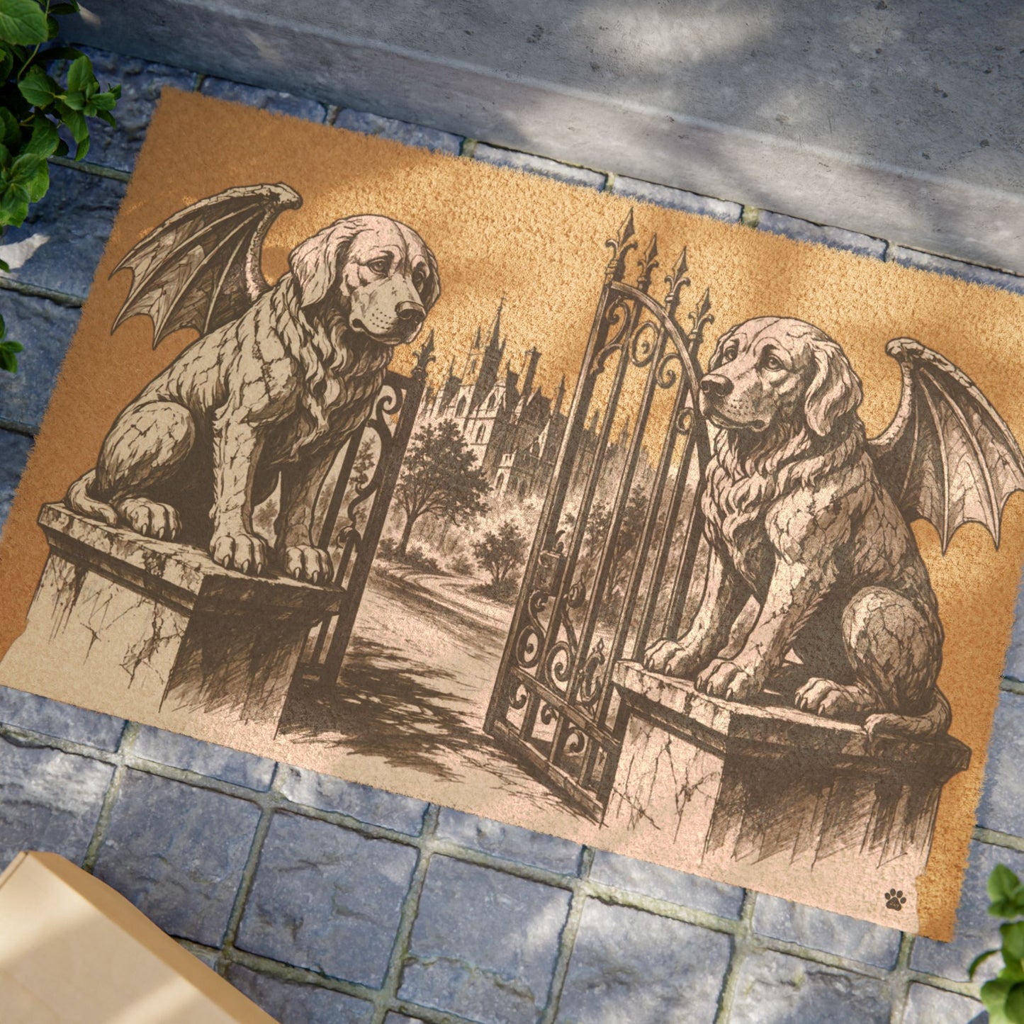 Golden Retriever Gargoyle Angel Gothic Protector Welcome Mat