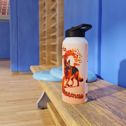 MS Awareness German Shepherd "Here to support you" Stainless Steel Water Bottle, Standard Lid