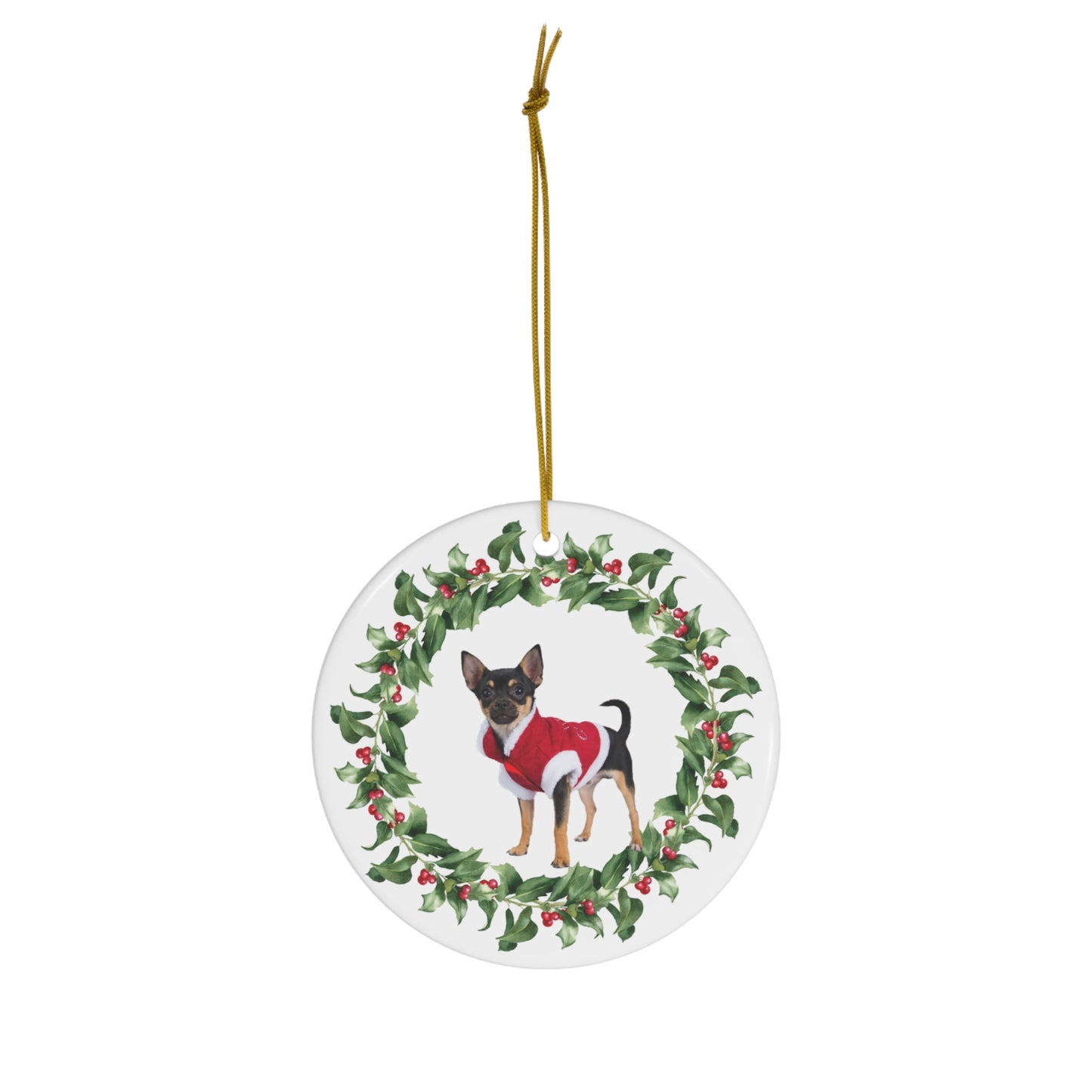 Chihuahua Christmas Ornament Ceramic Round Ornament Christmas Decor