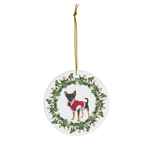 Chihuahua Christmas Ornament Ceramic Round Ornament Christmas Decor
