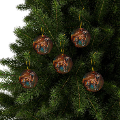 Golden Retriever Leo Zodiac Ceramic Ornament - Celestial Astrology Keepsake