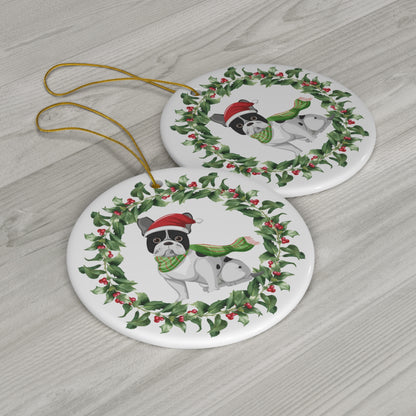 French Bulldog Christmas Ornament Ceramic Round Ornament Christmas decor