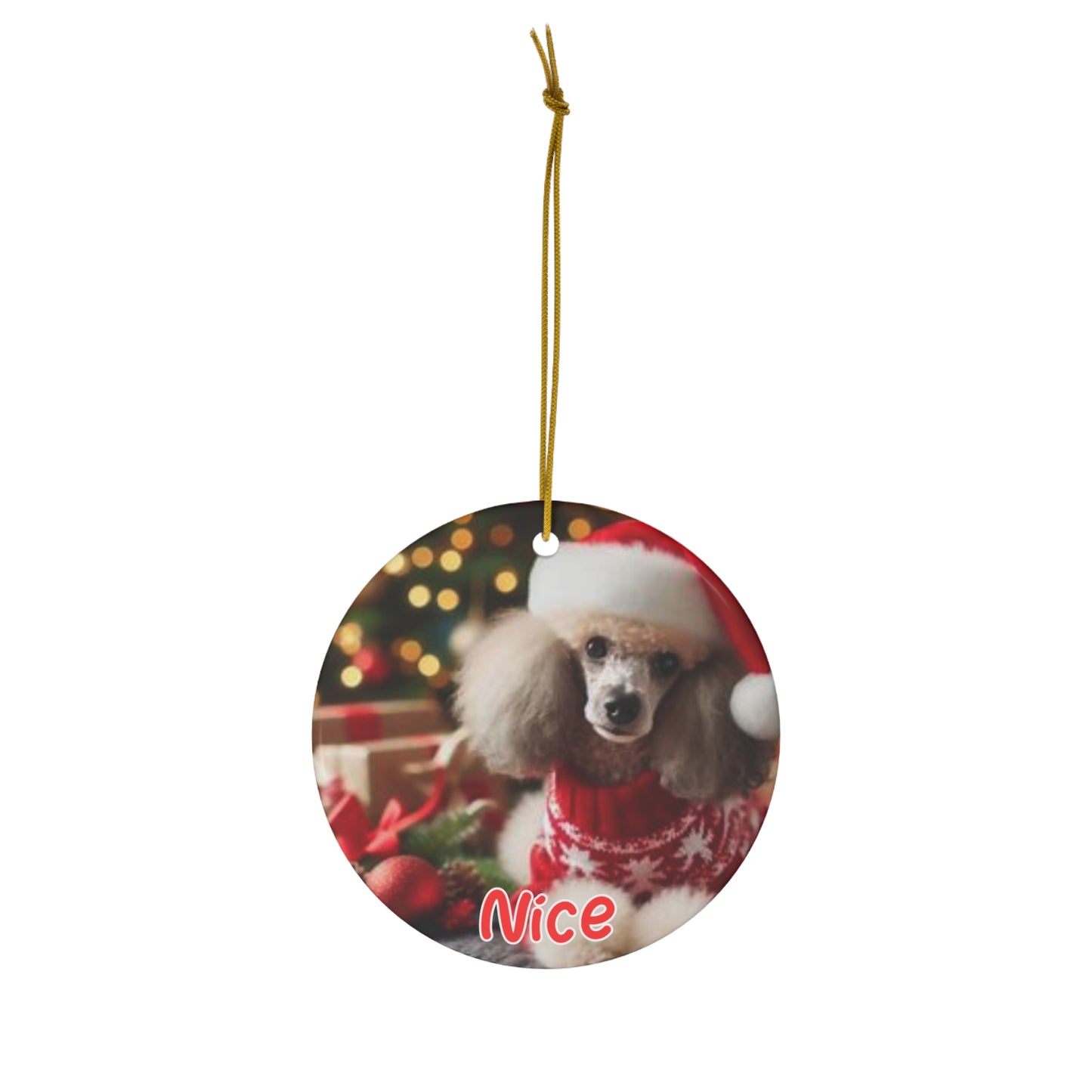 Standard Poodle Naughty or Nice Christmas Ceramic Ornament, 1-Pack