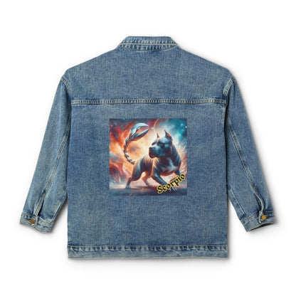 Scorpio Zodiac Denim Jacket for Women - Pit Bull Artwork