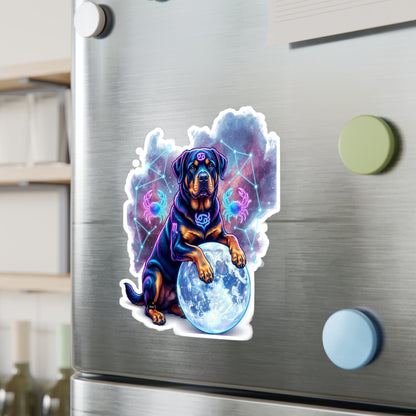 Celestial Rottweiler Kiss-Cut Vinyl Sticker – Cosmic Zodiac Dog Decal