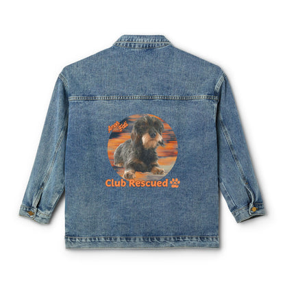 Wire Haired Dachshund Club Rescued Women's Denim Jacket "Amor Fati"