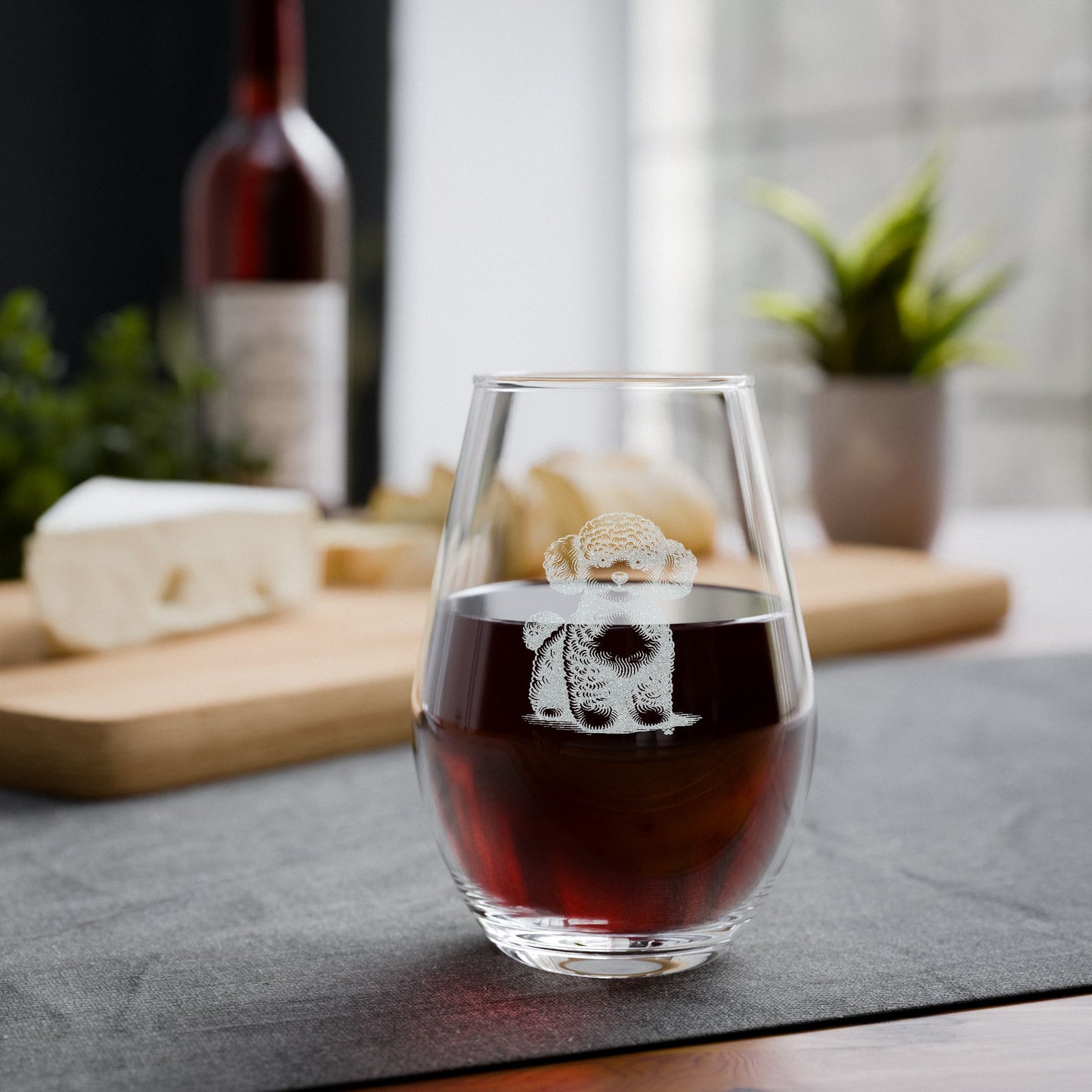 Toy Poodle Sketch and Serve Engraved Stemless Wineglass
