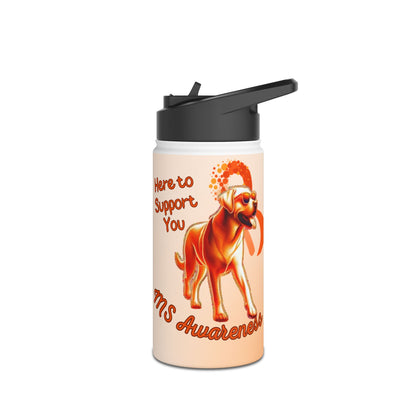 Labrador Retriever "Here to Support You" MS Awareness Stainless Steel Water Bottle