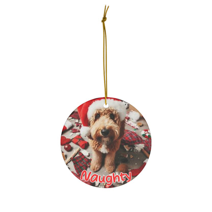 Doodle Naughty or Nice Christmas Ceramic Ornament