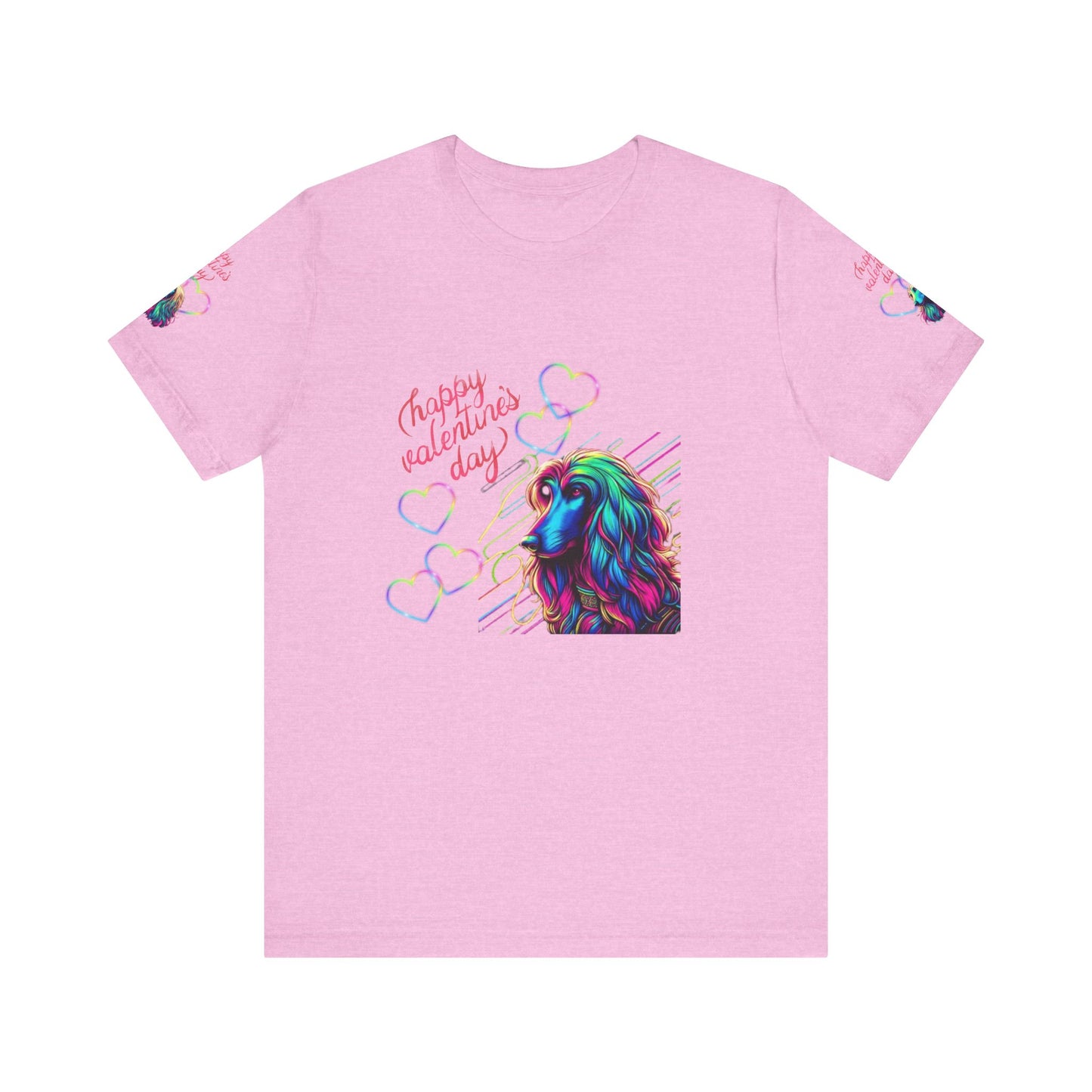 Afghan Hound Neon Hearts Valentine Tee