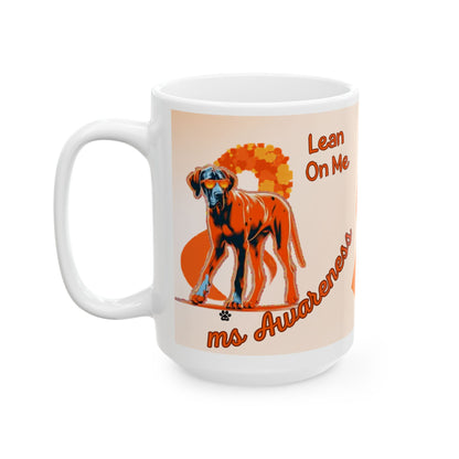 Great Dane MS Awareness Ceramic Mug - "Lean on Me" Mobility Service Dog Coffee Cup