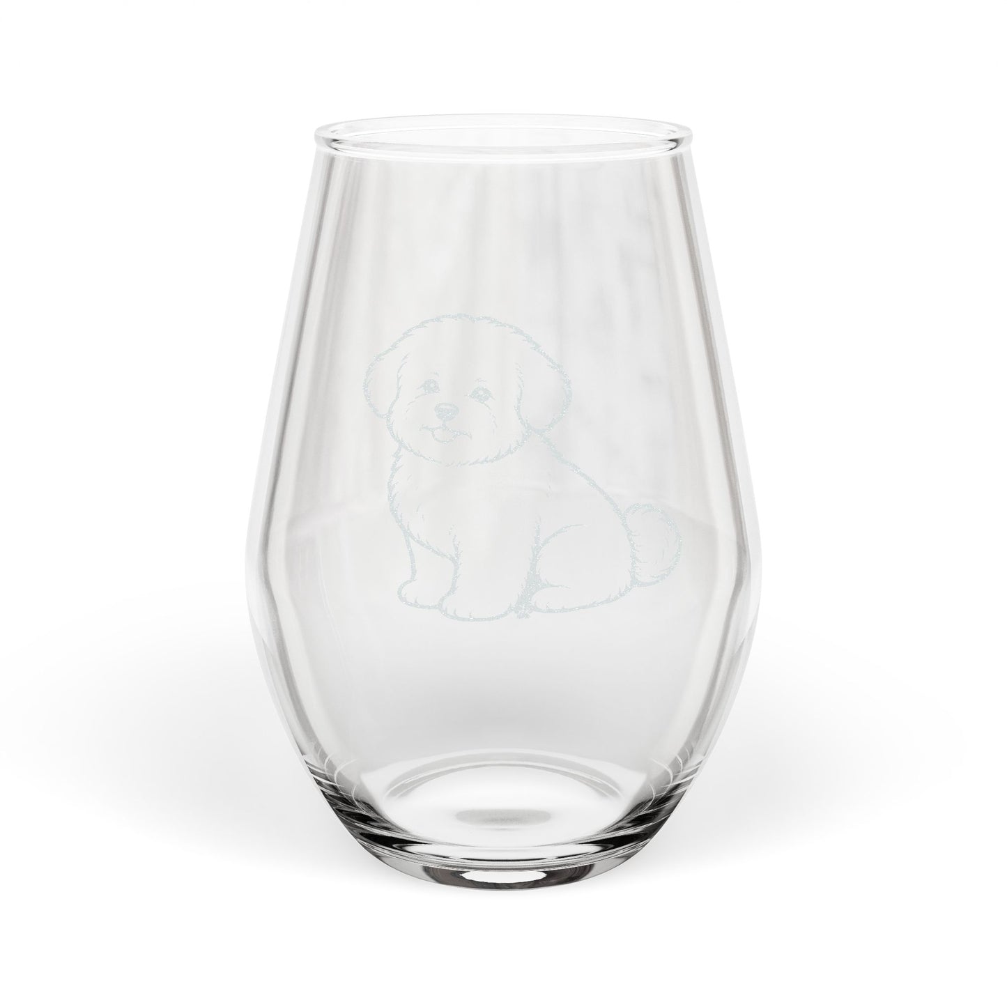 Bichon Frise Sketch and Serve Engraved Stemless Wineglass