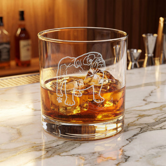Engraved Bulldog Pint Glass - 16 oz Etched Beer Glass