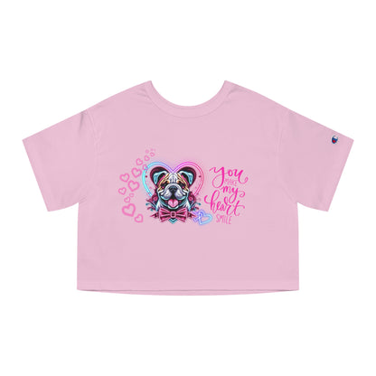 American Bulldog Neon Hearts Valentine Crop Top