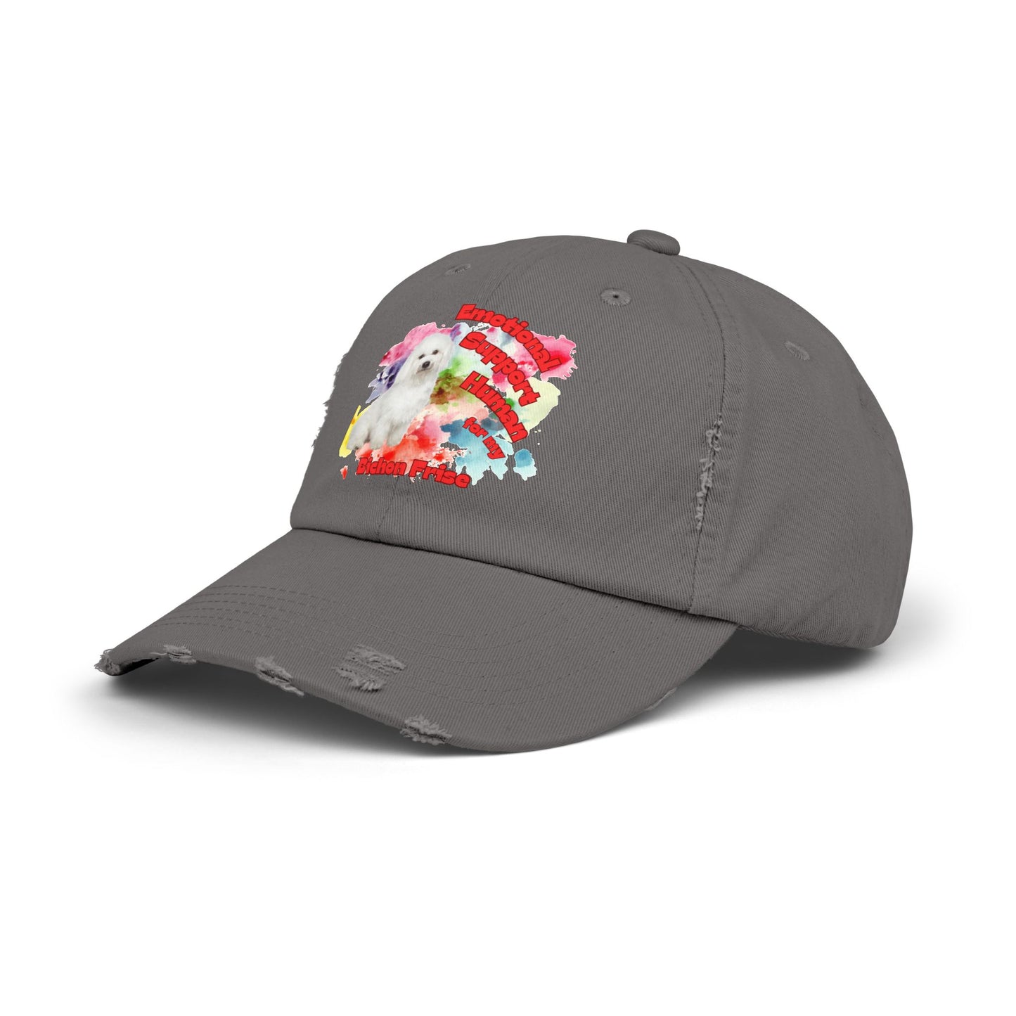 Emotional Support Human for My Bichon Frise Distressed Dad Hat - Baseball Cap