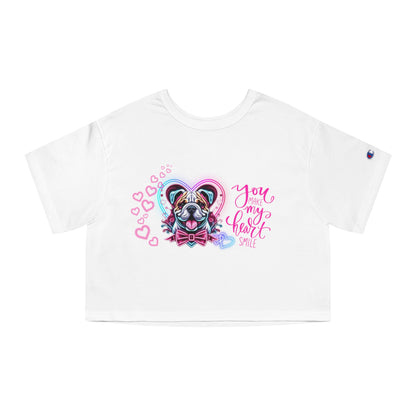 American Bulldog Neon Hearts Valentine Crop Top