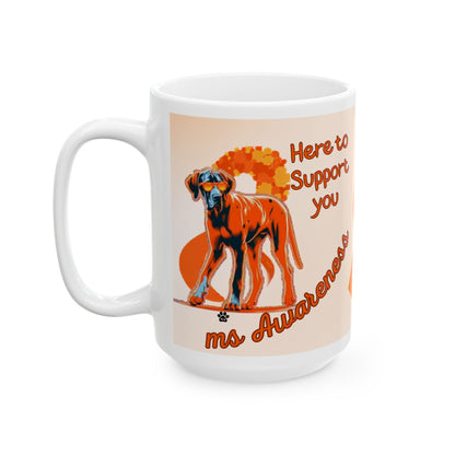 Great Dane MS Awareness Ceramic Mug - "Here to Support You" Mobility Service Dog Coffee Cup