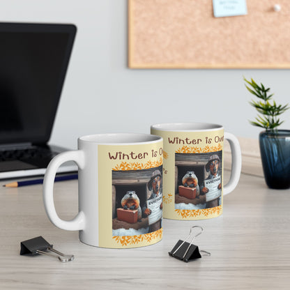 Whimsical Groundhog & Dachshund Mug - Winter Officially Ended!