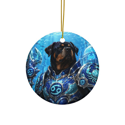 Rottweiler Knight Ceramic Ornament — Fantasy Armor Dog Christmas Decoration