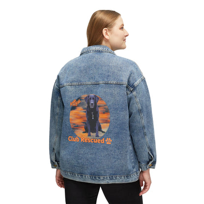 Black Labrador Retriever Club Rescued Women's Denim Jacket "Amor Fati"