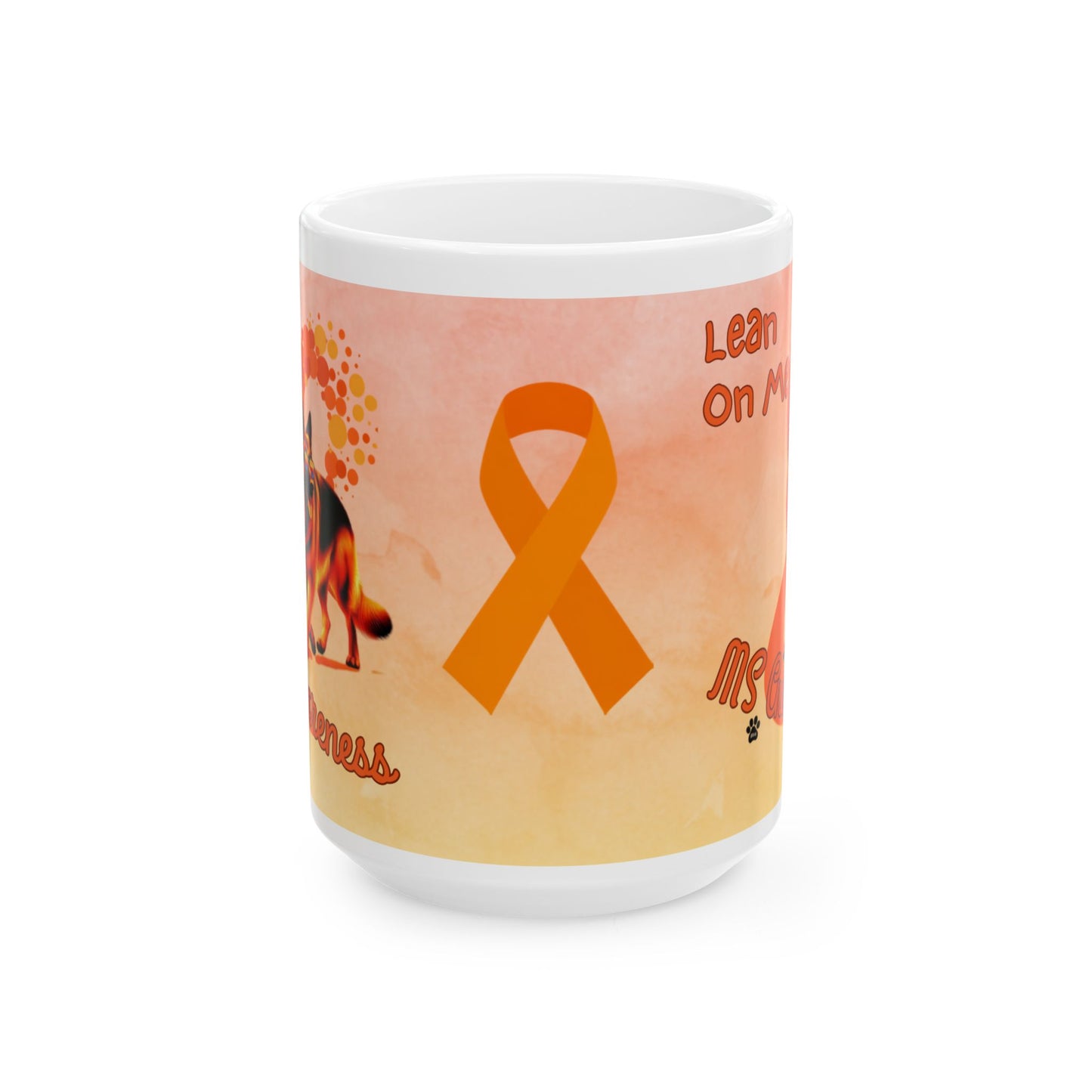 German Shepherd MS Awareness Ceramic Mug - "Lean on Me" Mobility Service Dog Coffee Cup