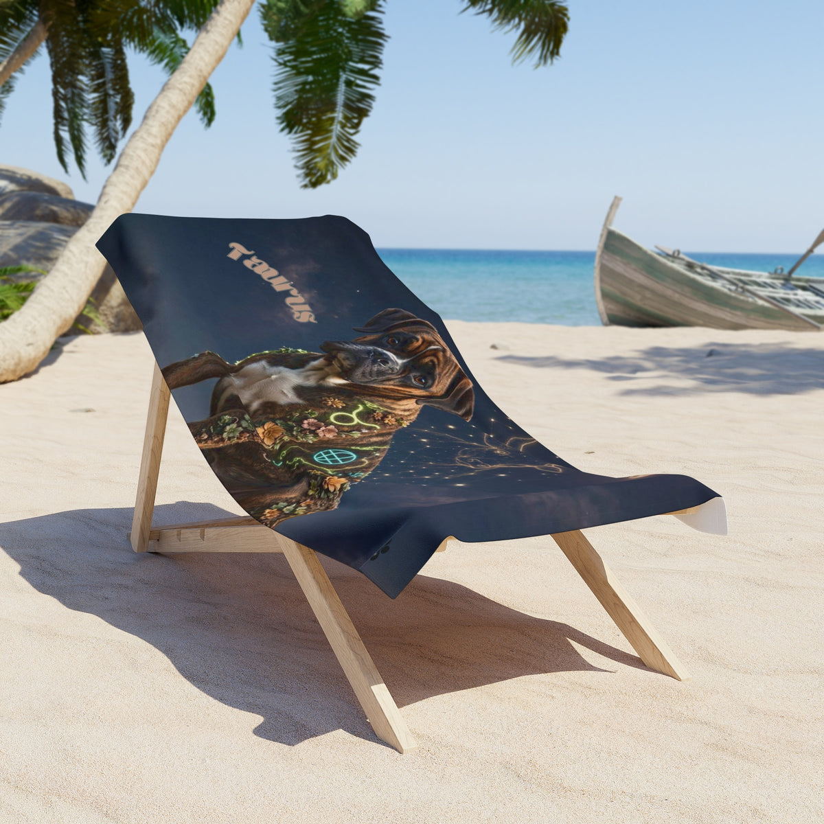 Taurus Boxer Celestial Beach Towel