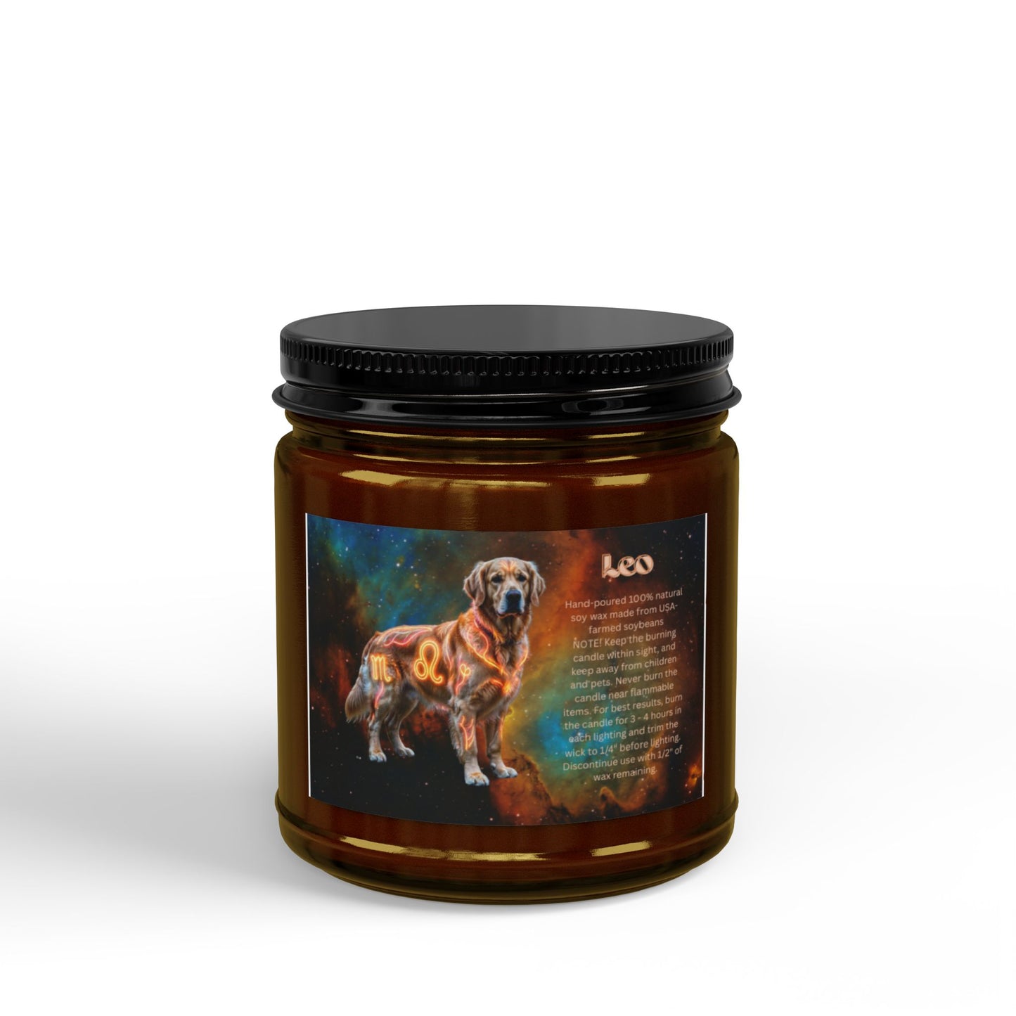Golden Retriever Leo Zodiac Scented Soy Candle - Celestial Astrology Gift