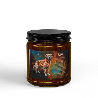 Golden Retriever Leo Zodiac Scented Soy Candle - Celestial Astrology Gift