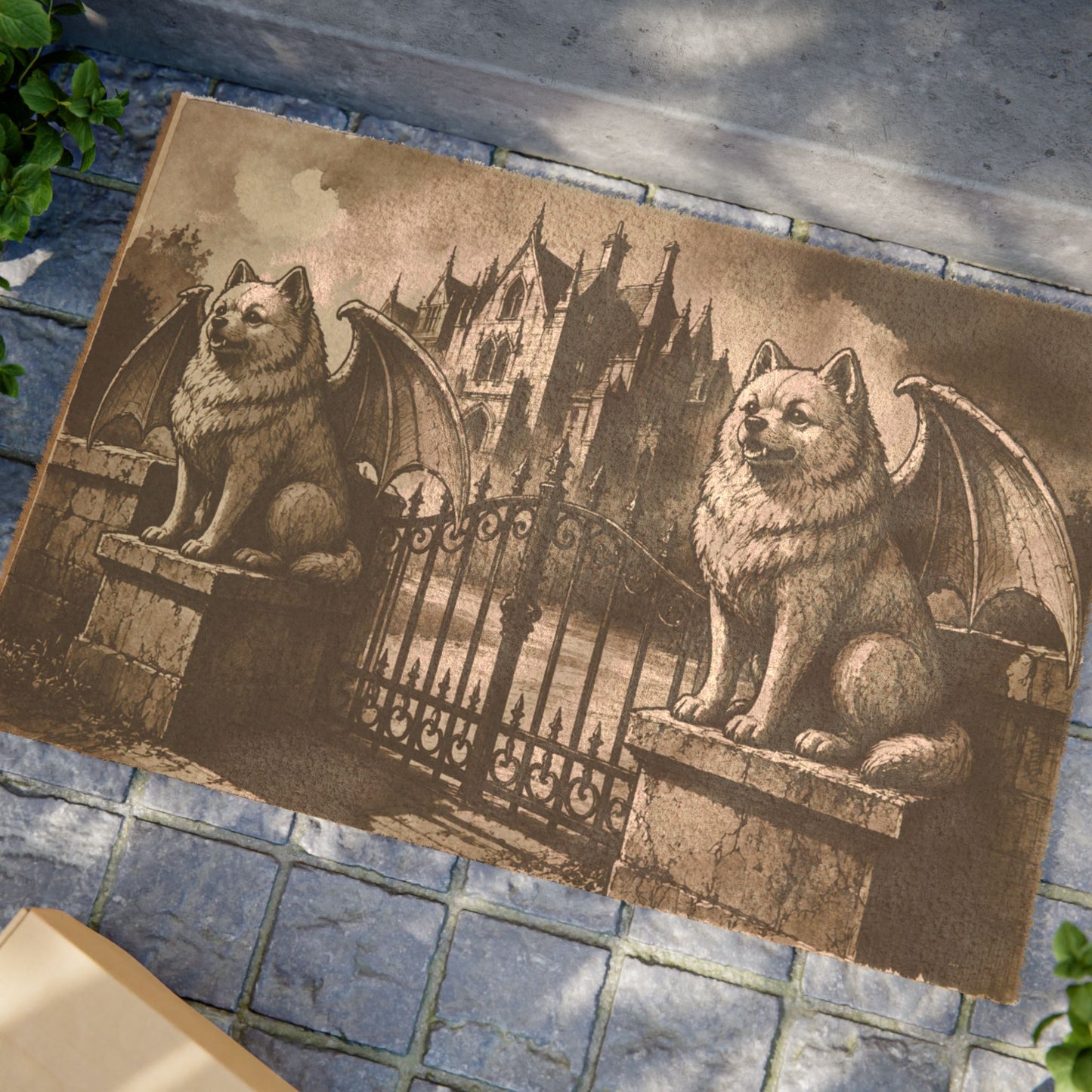 Pomeranian Gargoyle Angel Gothic Protector Welcome Mat
