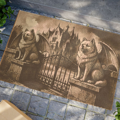Pomeranian Gargoyle Angel Gothic Protector Welcome Mat