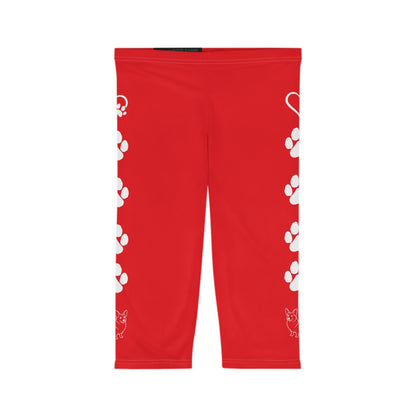Paw Prints and corgi  Women’s Capri Leggings